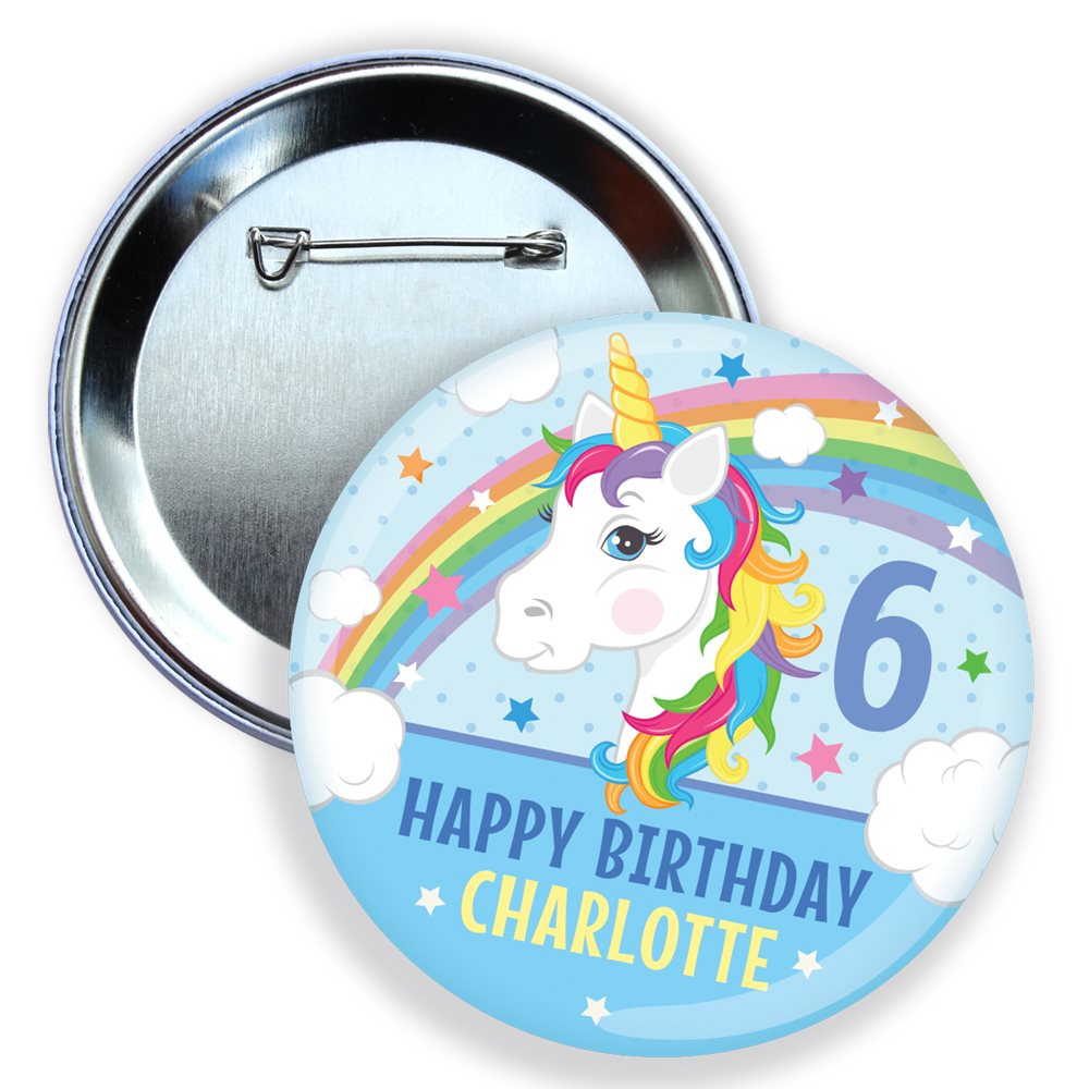Blue Unicorn Birthday Badge