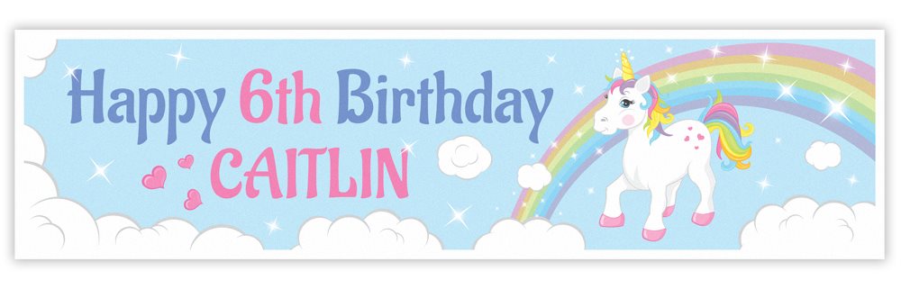 Blue Unicorn Personalised Banner