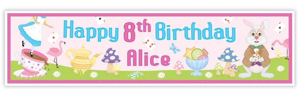 Wacky Wonderland Pink Personalised Banner