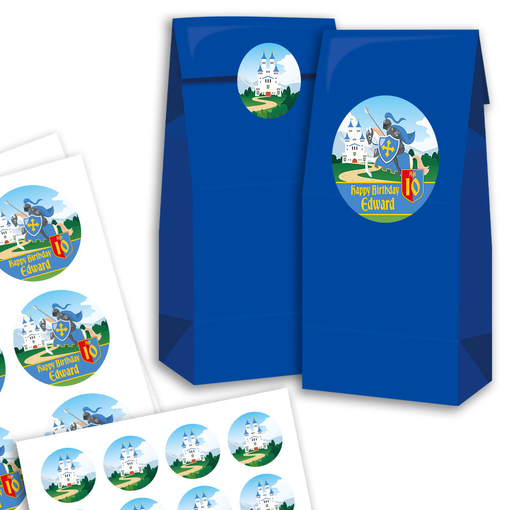 Medieval Knights Blue Party Bags and Stickers