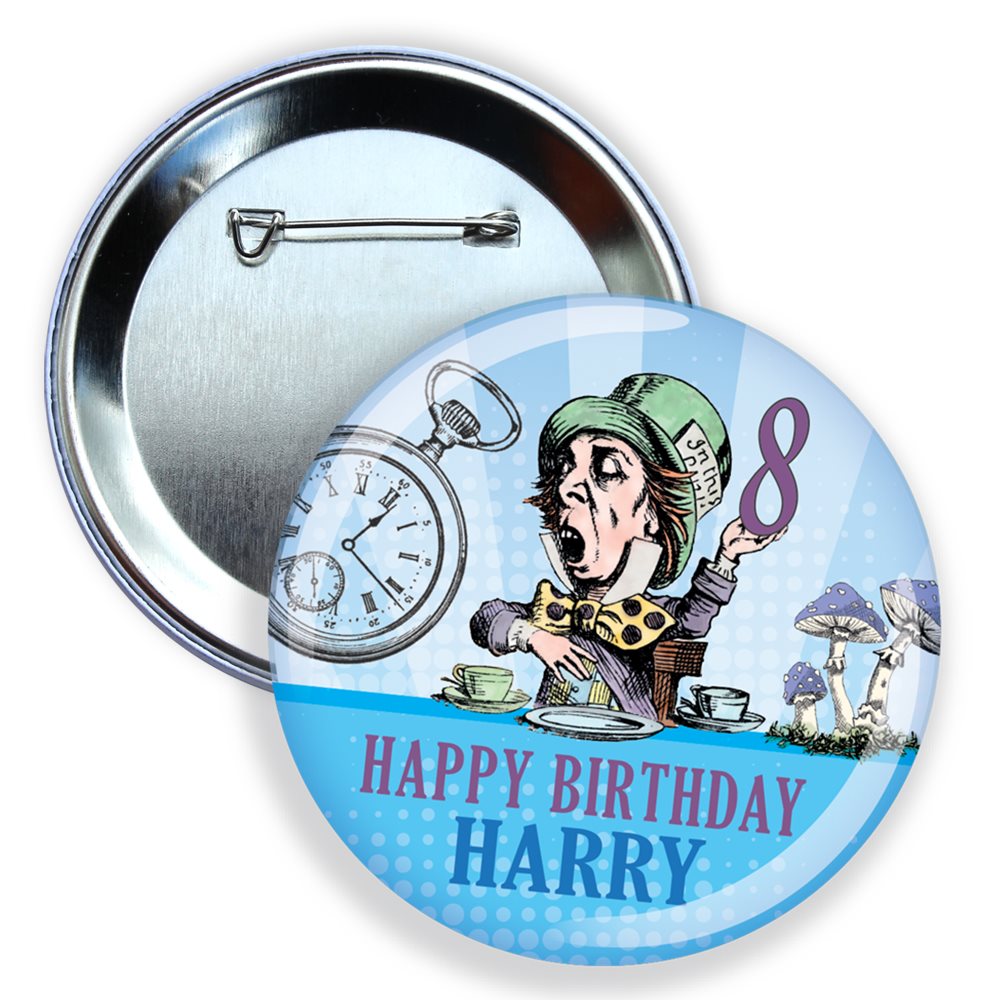 Alice in Wonderland Birthday Badge Mad Hatter