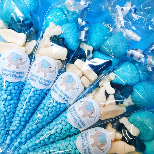 Baby Shower Blue Elephant Sweet Cone