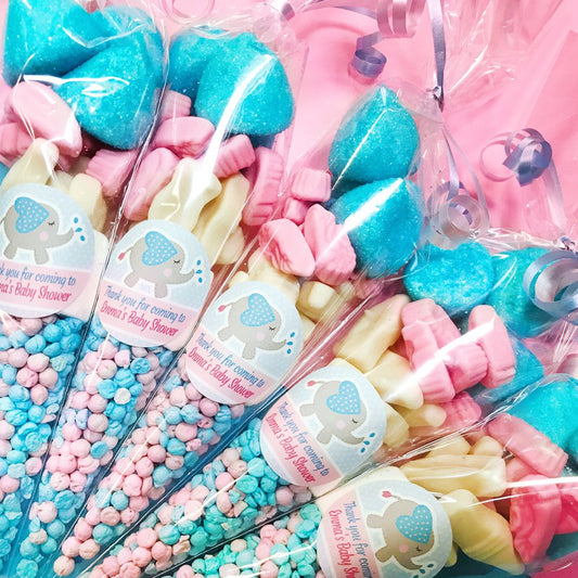 Baby Shower Pink and Blue Elephant Sweet Cone