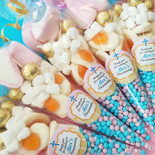 Christening Sweet Cone Blue and Pink Cross Sticker
