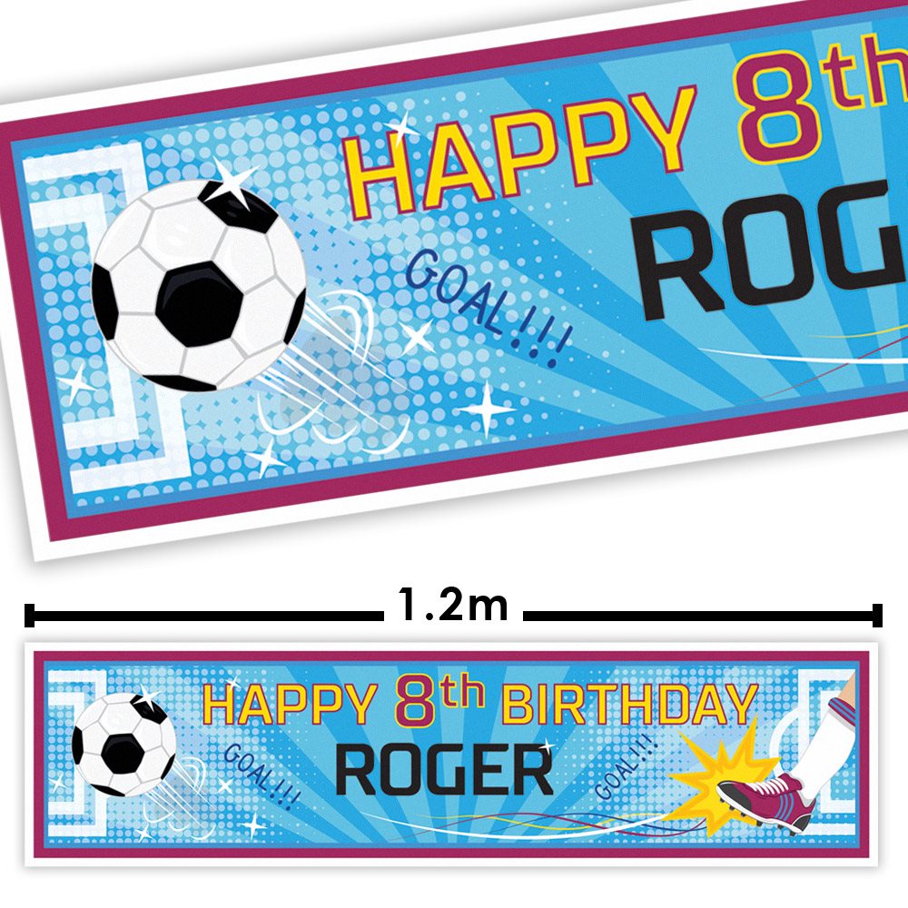 Football Personalised Banner Blue and Purple