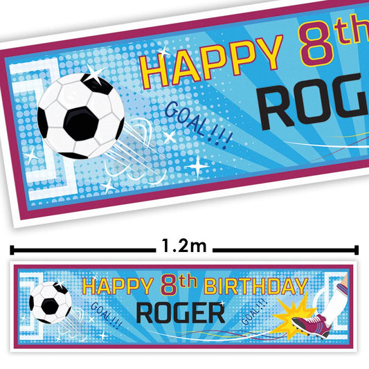 Football Personalised Banner Blue and Purple