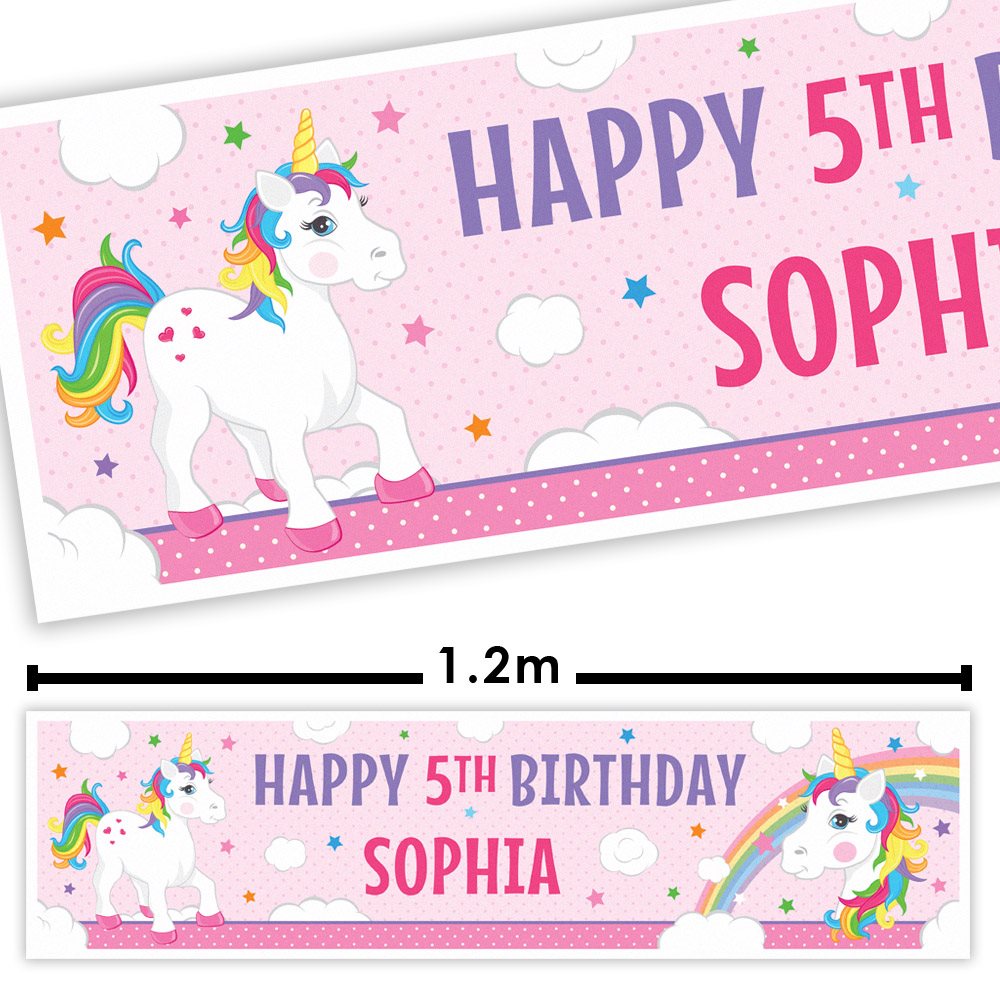 Pink Unicorn Personalised Banner