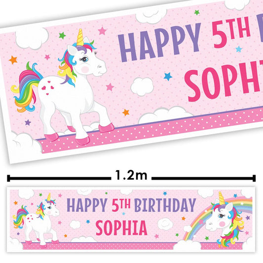 Pink Unicorn Personalised Banner