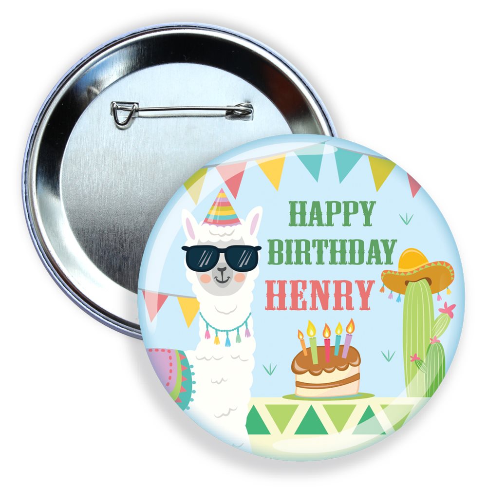 Llama Mexican Birthday Badge