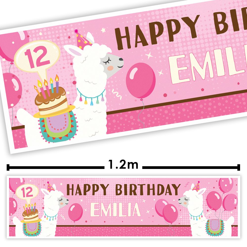 Pink Llama Personalised Banner