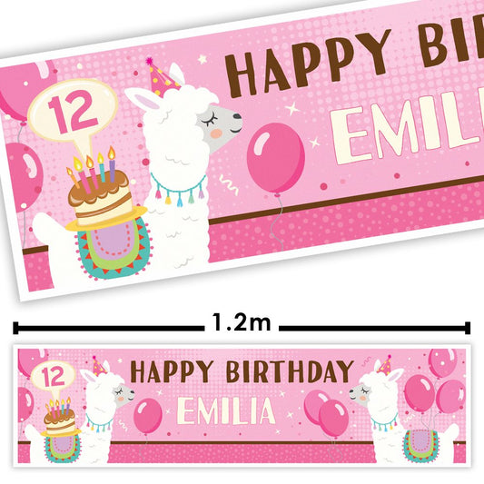 Pink Llama Personalised Banner