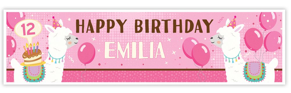 Pink Llama Personalised Banner