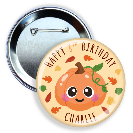 Pumpkin Party Birthday Badge