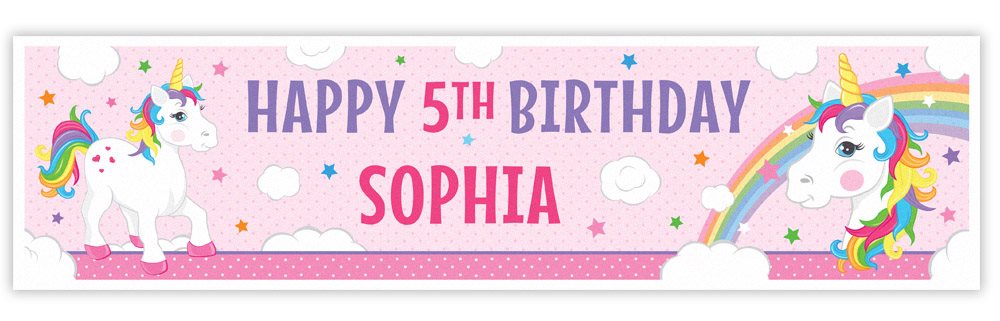 Pink Unicorn Personalised Banner