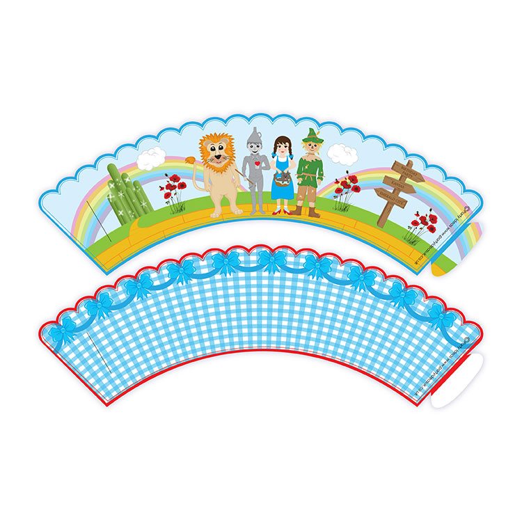 Decorative paper crown with characters from 'The Wizard of Oz' on a white background