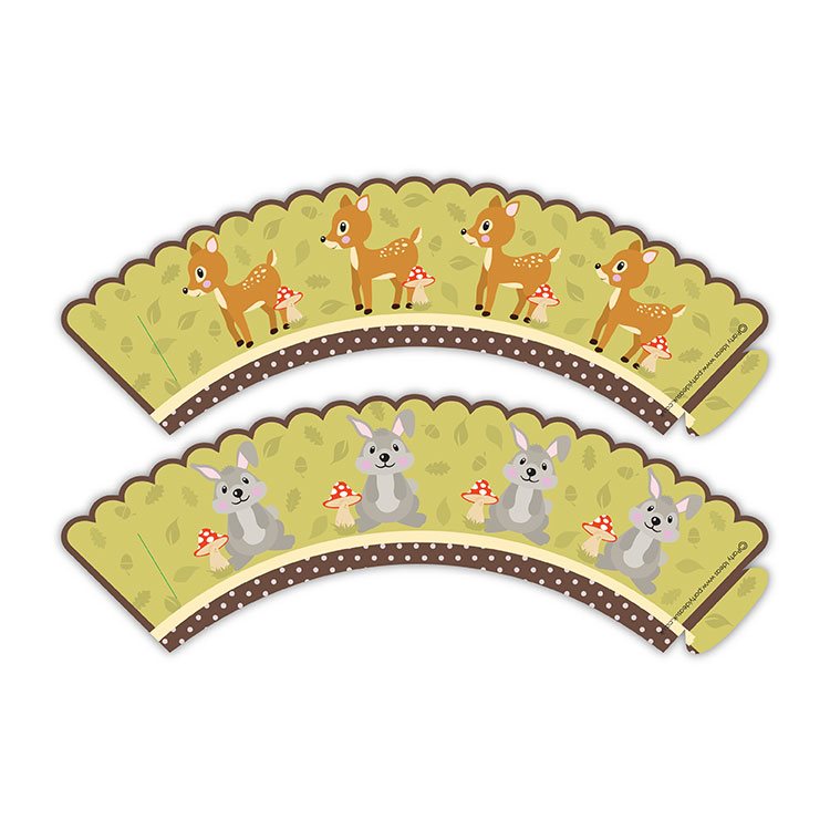 Two decorative arches with cartoon deer and kangaroo designs on a white background
