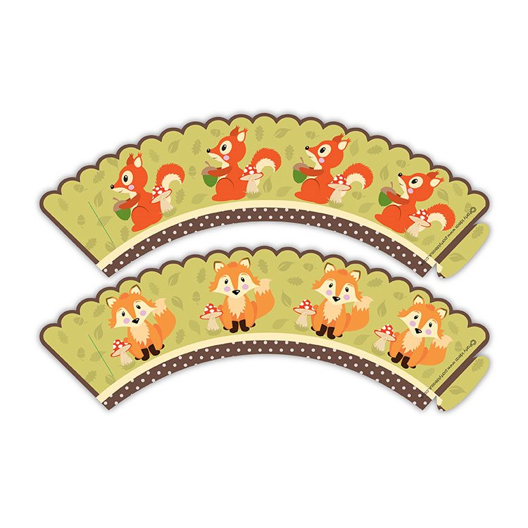 Two decorative paper fans with fox illustrations on a white background
